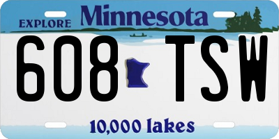 MN license plate 608TSW