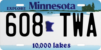 MN license plate 608TWA