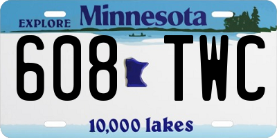 MN license plate 608TWC