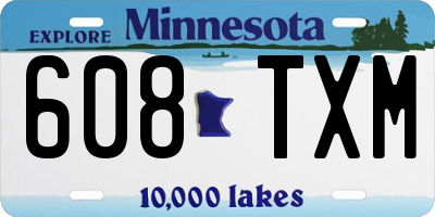 MN license plate 608TXM