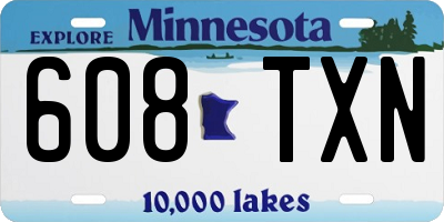 MN license plate 608TXN