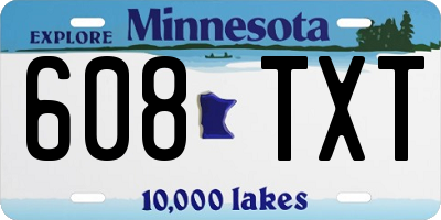 MN license plate 608TXT