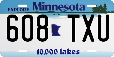 MN license plate 608TXU