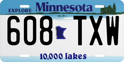 MN license plate 608TXW