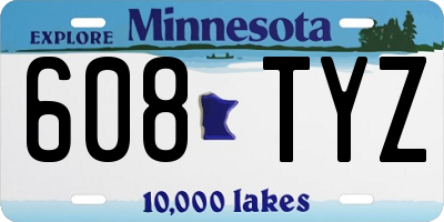 MN license plate 608TYZ