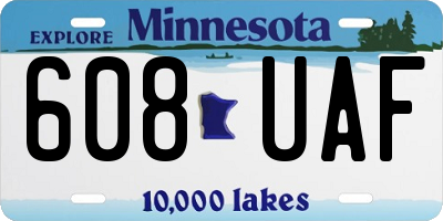MN license plate 608UAF