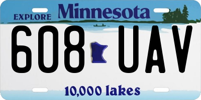 MN license plate 608UAV