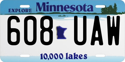 MN license plate 608UAW
