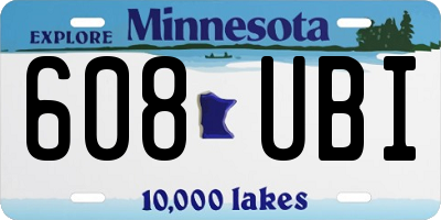 MN license plate 608UBI