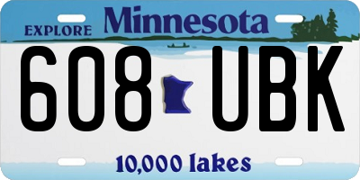 MN license plate 608UBK