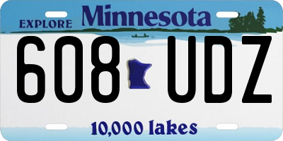 MN license plate 608UDZ