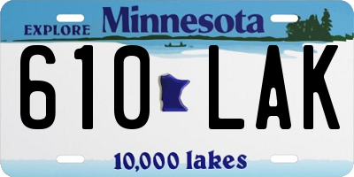 MN license plate 610LAK