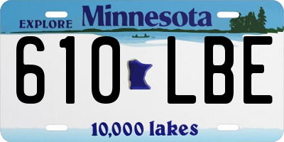 MN license plate 610LBE
