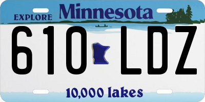 MN license plate 610LDZ