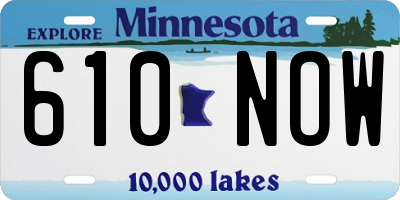 MN license plate 610NOW