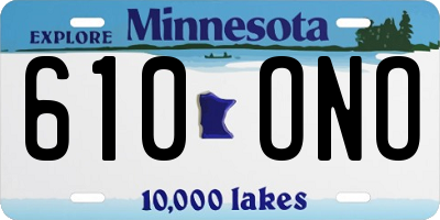 MN license plate 610ONO