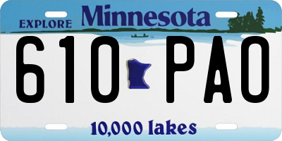 MN license plate 610PAO