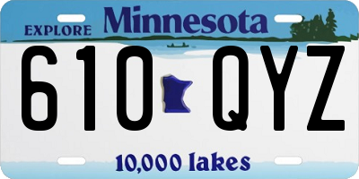 MN license plate 610QYZ