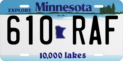 MN license plate 610RAF
