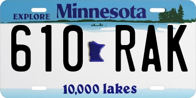MN license plate 610RAK