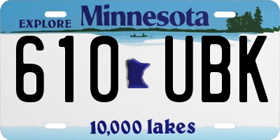 MN license plate 610UBK