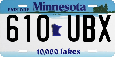 MN license plate 610UBX