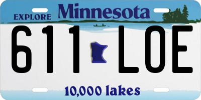 MN license plate 611LOE