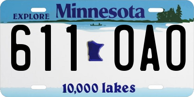 MN license plate 611OAO