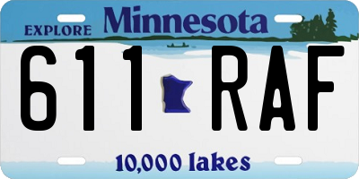 MN license plate 611RAF