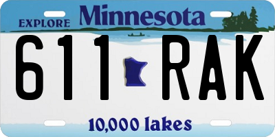 MN license plate 611RAK