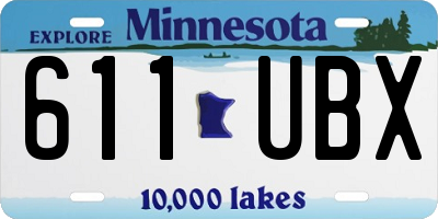 MN license plate 611UBX