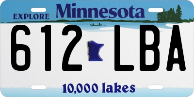 MN license plate 612LBA