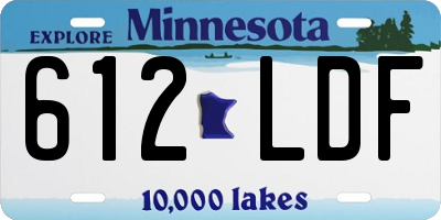 MN license plate 612LDF