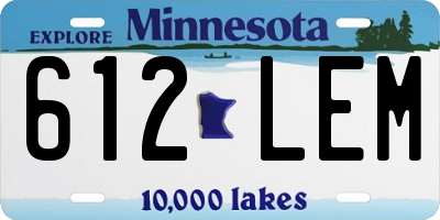 MN license plate 612LEM