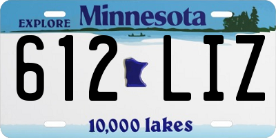 MN license plate 612LIZ