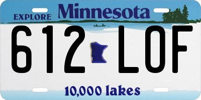 MN license plate 612LOF