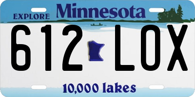 MN license plate 612LOX