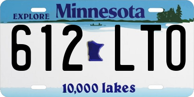 MN license plate 612LTO