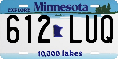 MN license plate 612LUQ