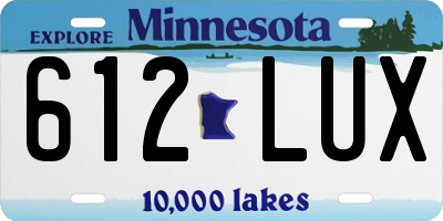 MN license plate 612LUX