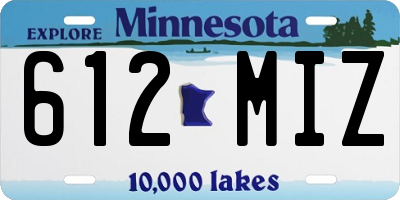 MN license plate 612MIZ