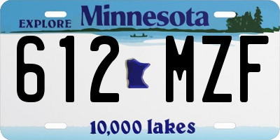 MN license plate 612MZF