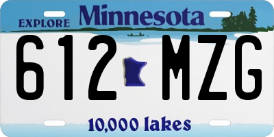 MN license plate 612MZG