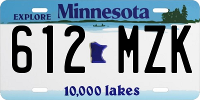 MN license plate 612MZK