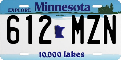 MN license plate 612MZN
