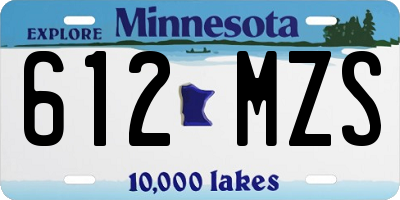 MN license plate 612MZS