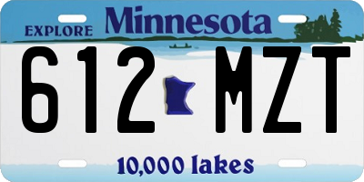 MN license plate 612MZT