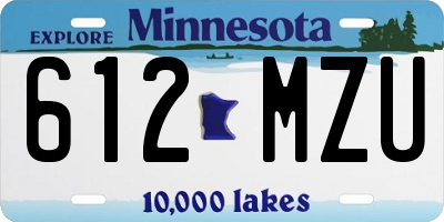 MN license plate 612MZU