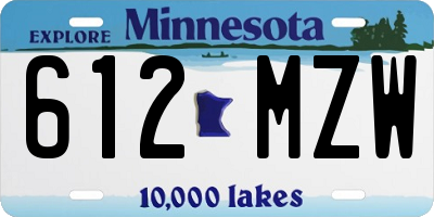 MN license plate 612MZW