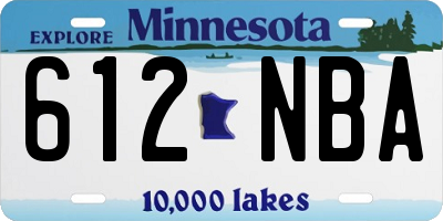 MN license plate 612NBA
